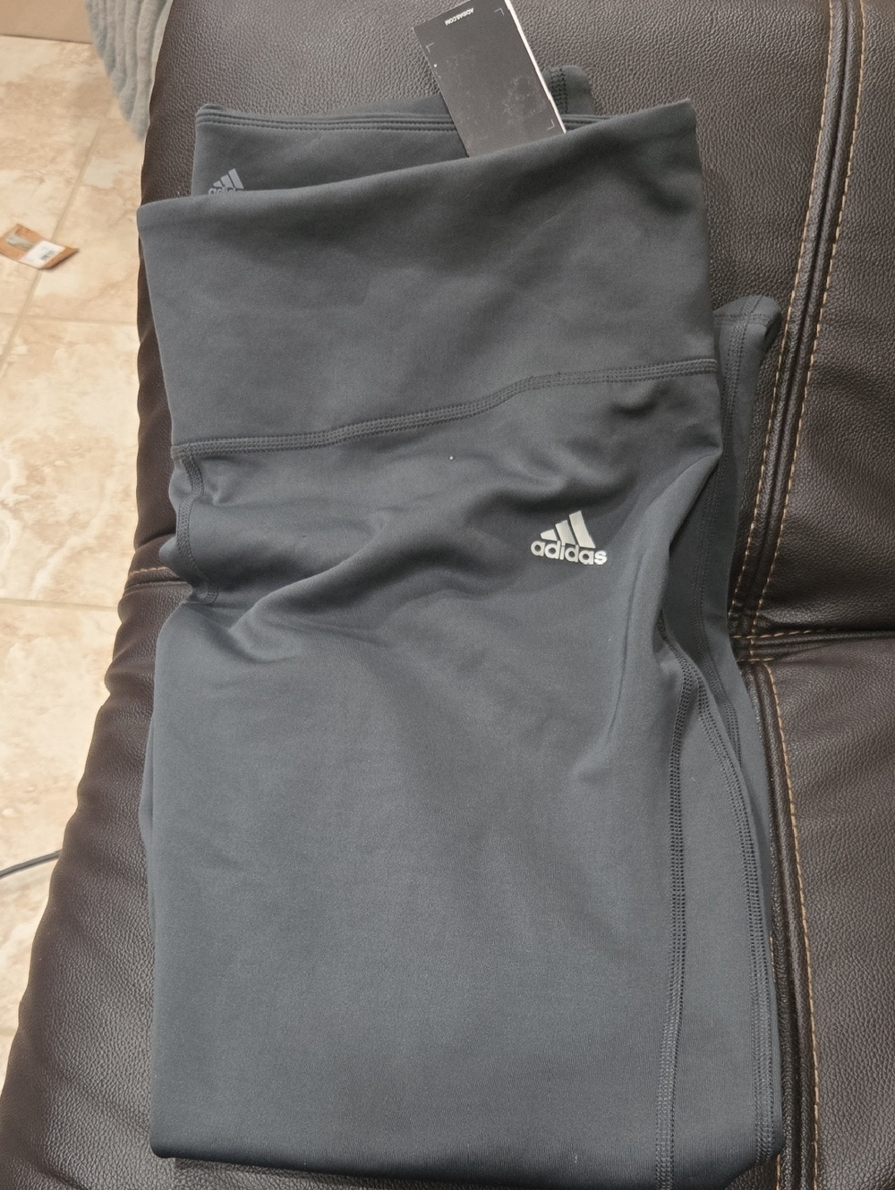 adidas Dark Gray Performance Leggings with Logo